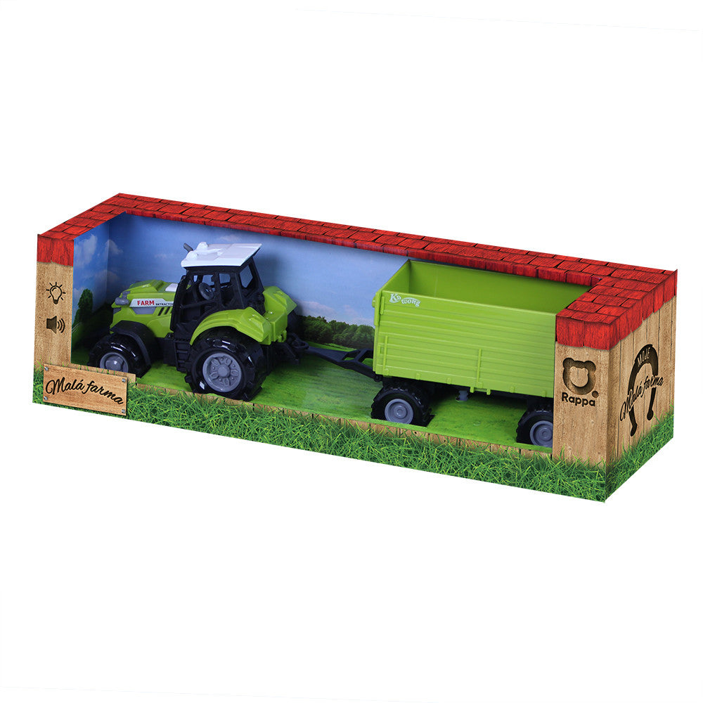 Farm tractor with trailer, sound and lights 25 cm