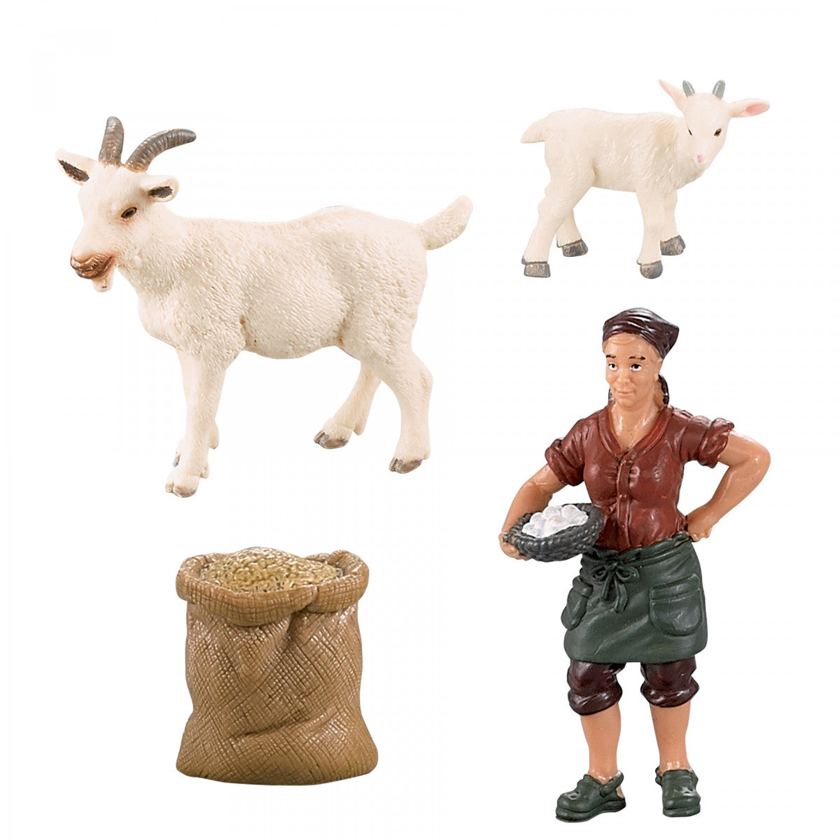 Goat, Kid and Farmer Figure Set