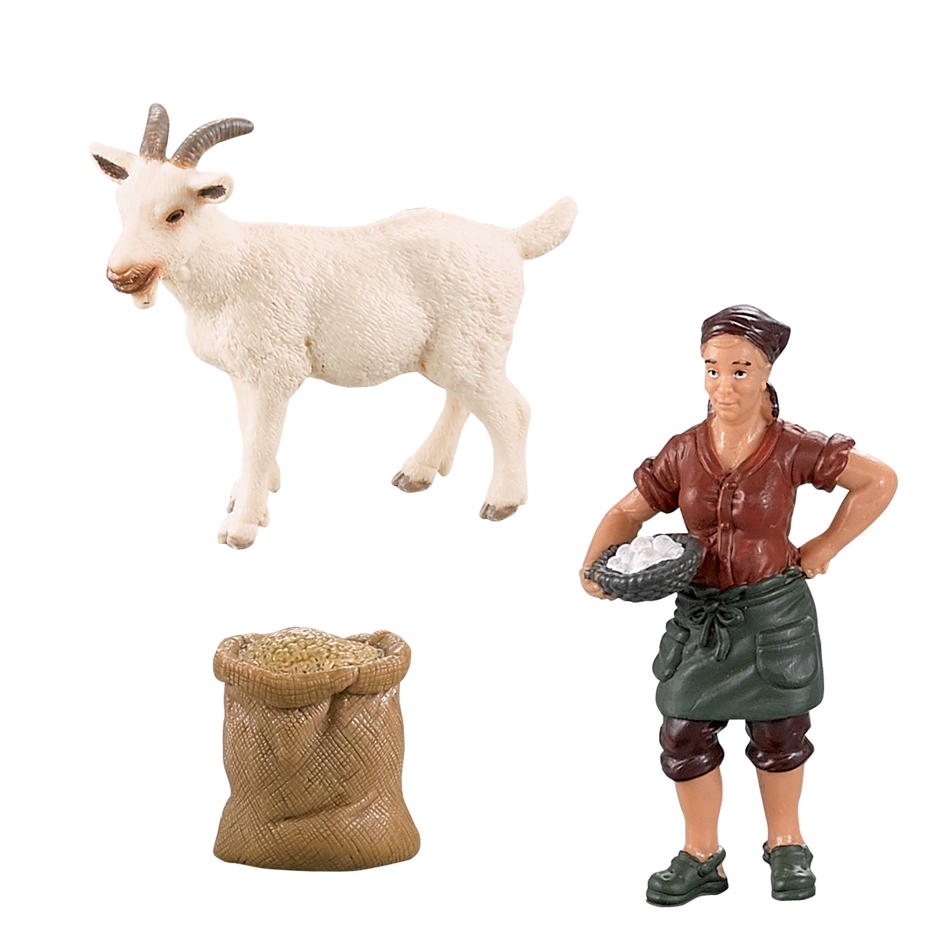 Goat, Kid and Farmer Figure Set