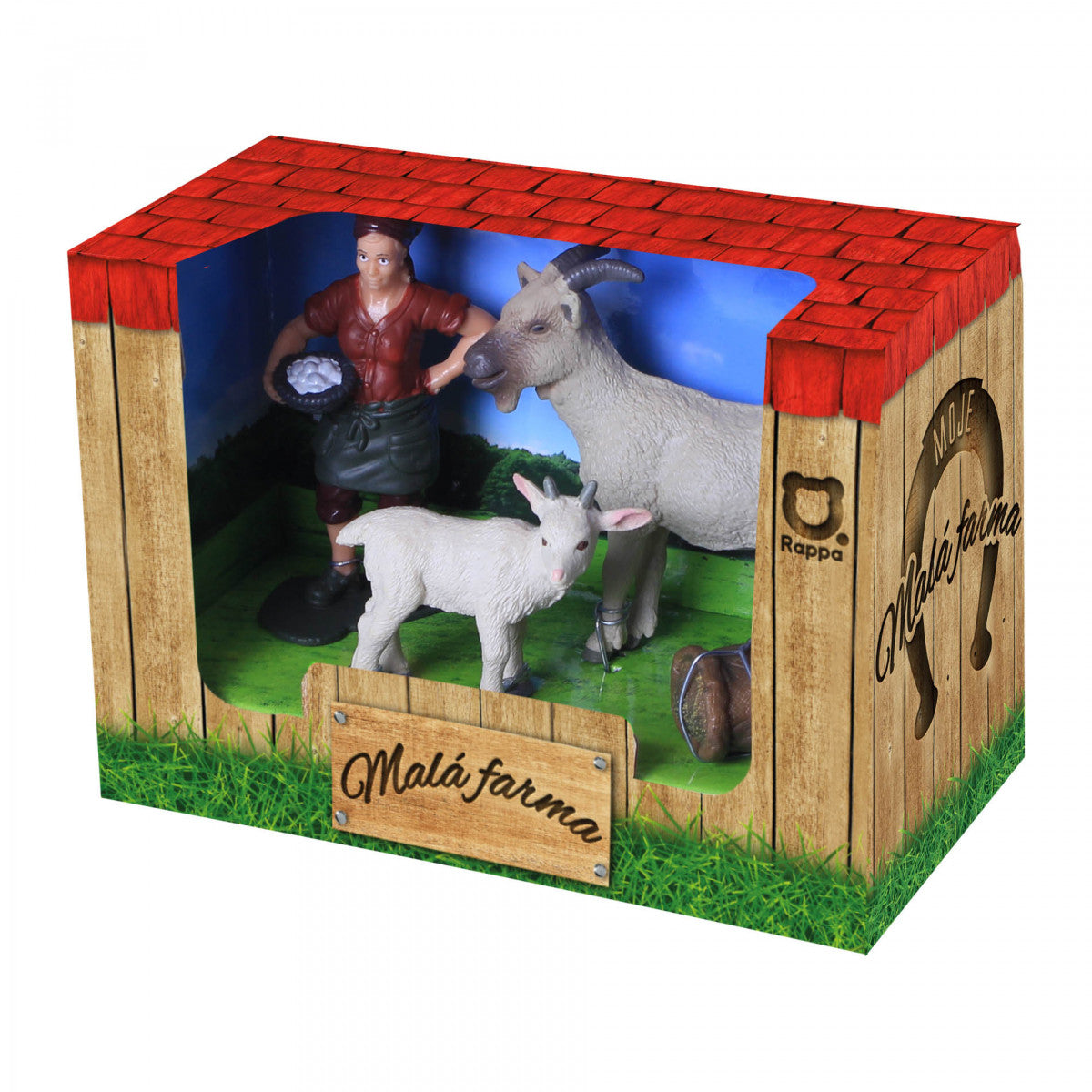 Goat, Kid and Farmer Figure Set
