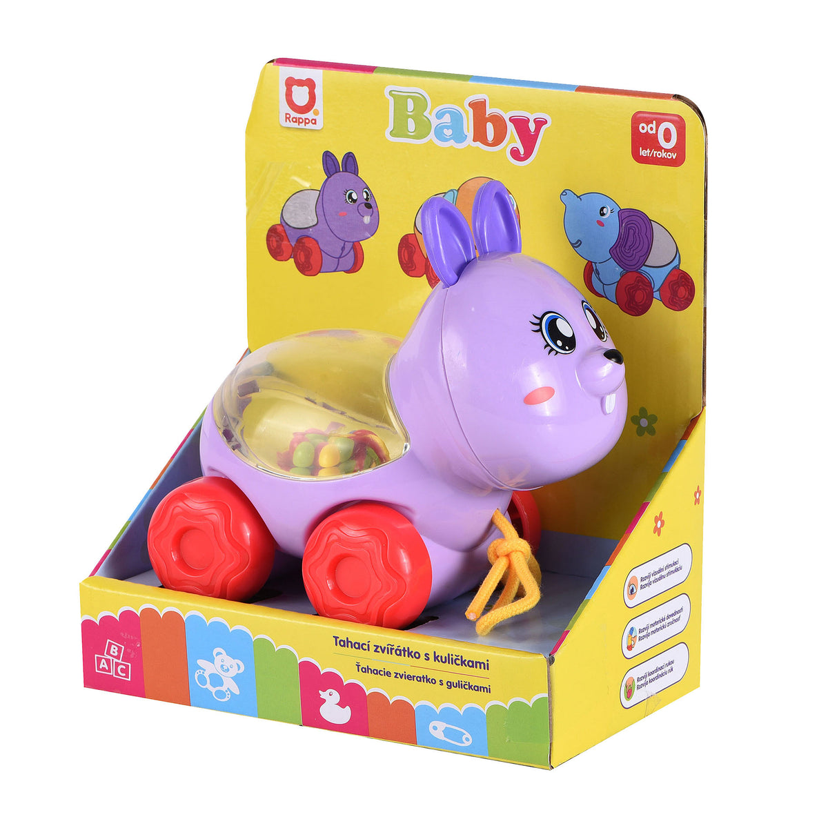 Pull-along rabbit with rattling balls