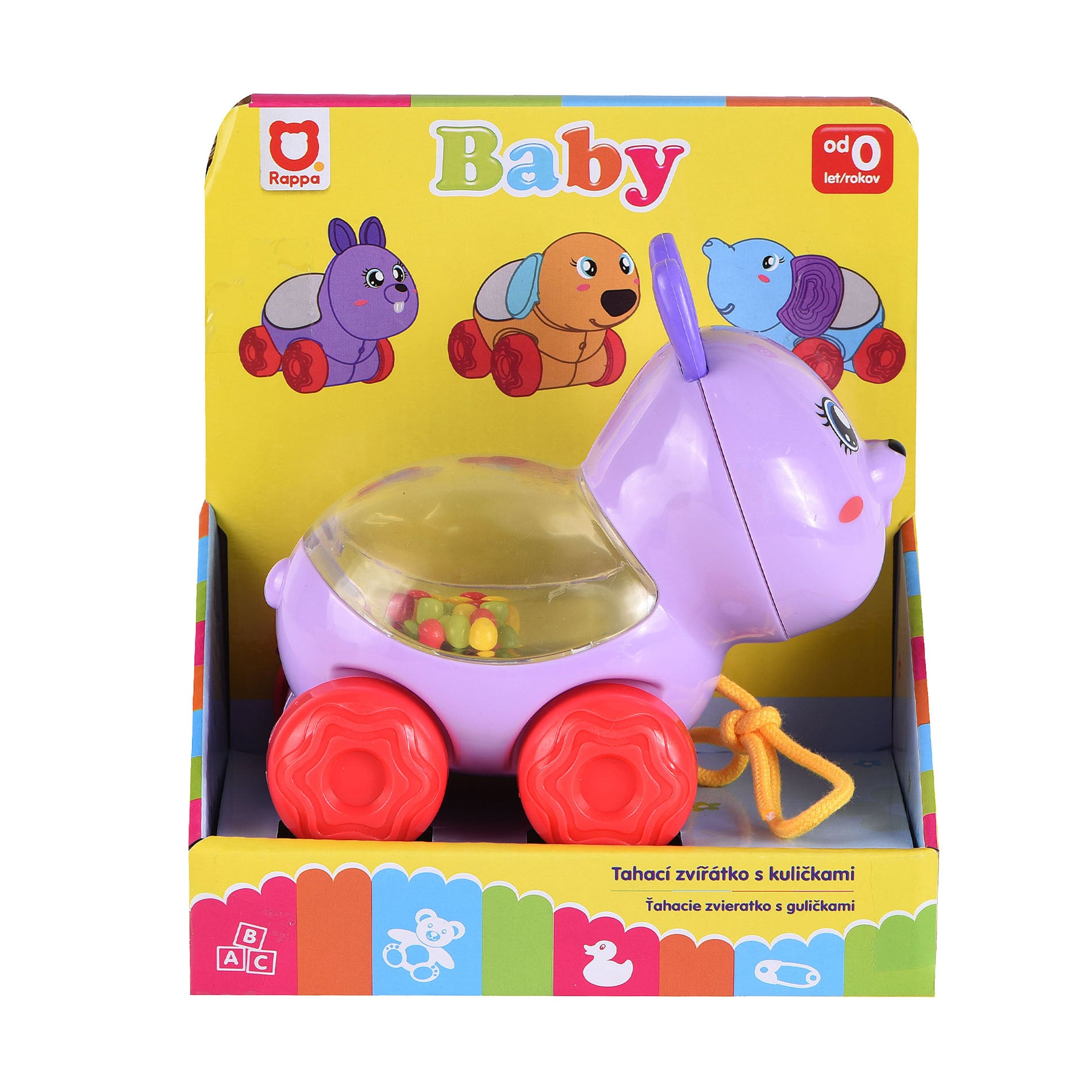 Pull-along rabbit with rattling balls