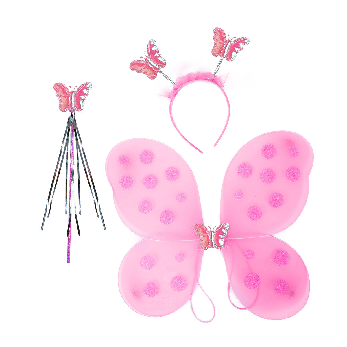 Light pink butterfly wings with headband and wand