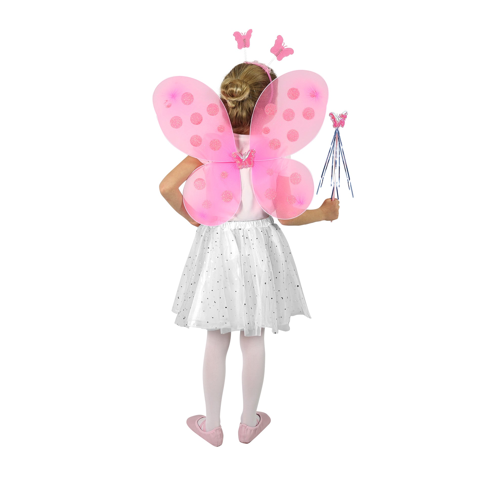 Light pink butterfly wings with headband and wand