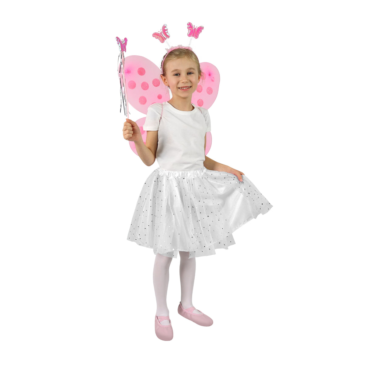 Light pink butterfly wings with headband and wand