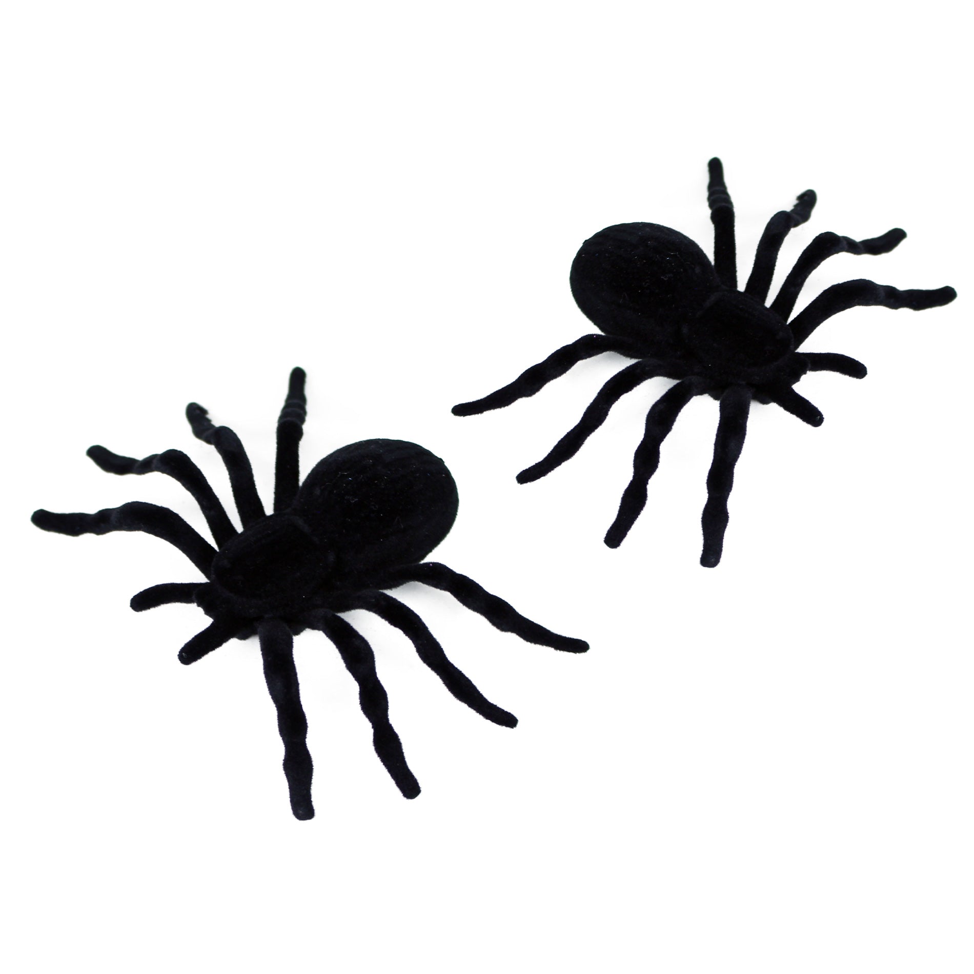 Black rubber spider decorations 2 pcs