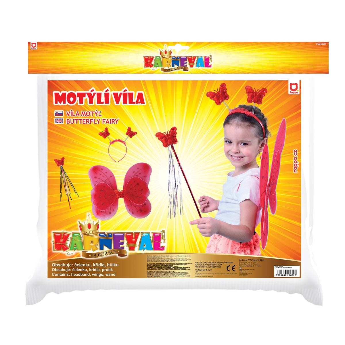 Red butterfly wings with headband and wand