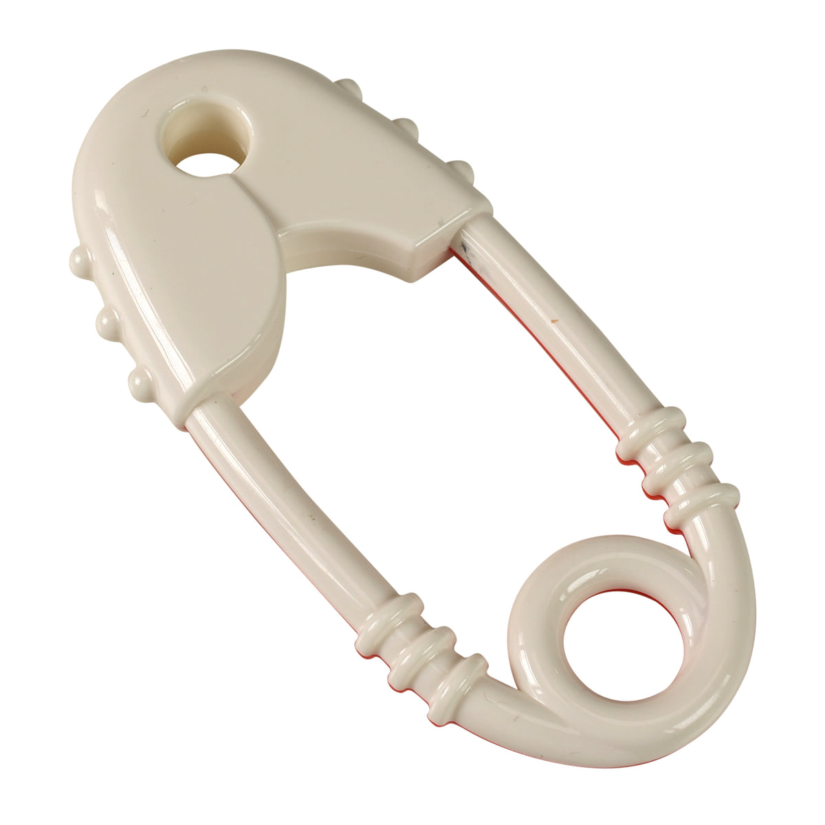 Rattle safety pin red and white