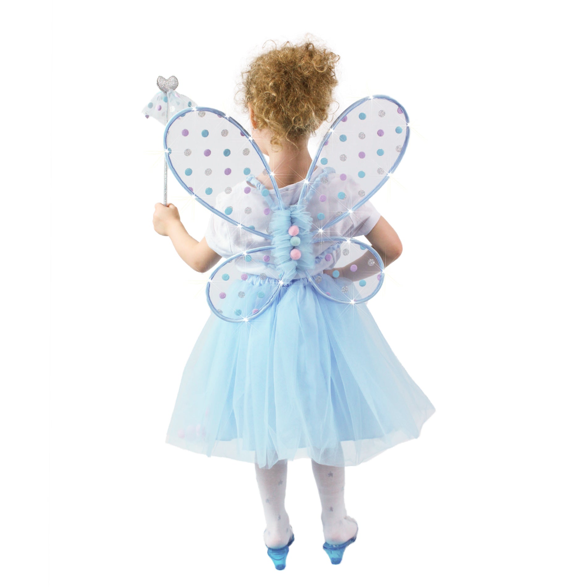 Children's fairy tutu costume with light-up wings and wand