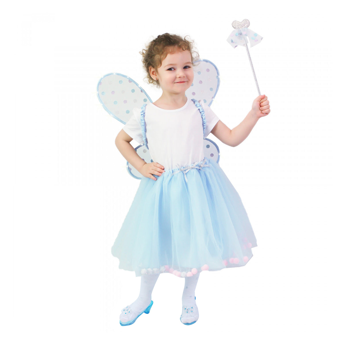 Children's fairy tutu costume with light-up wings and wand