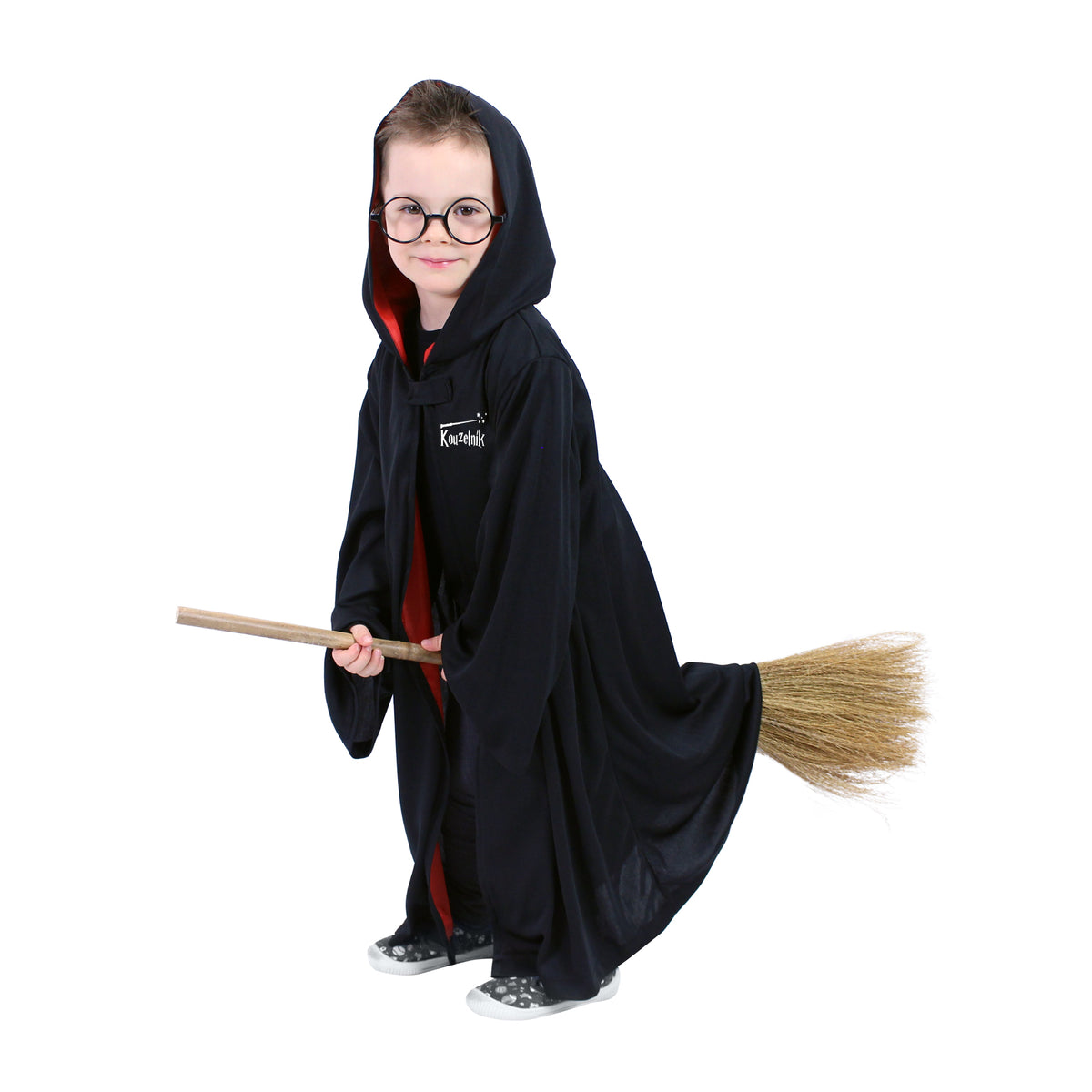 Children's magician cape with hood, tie and glasses
