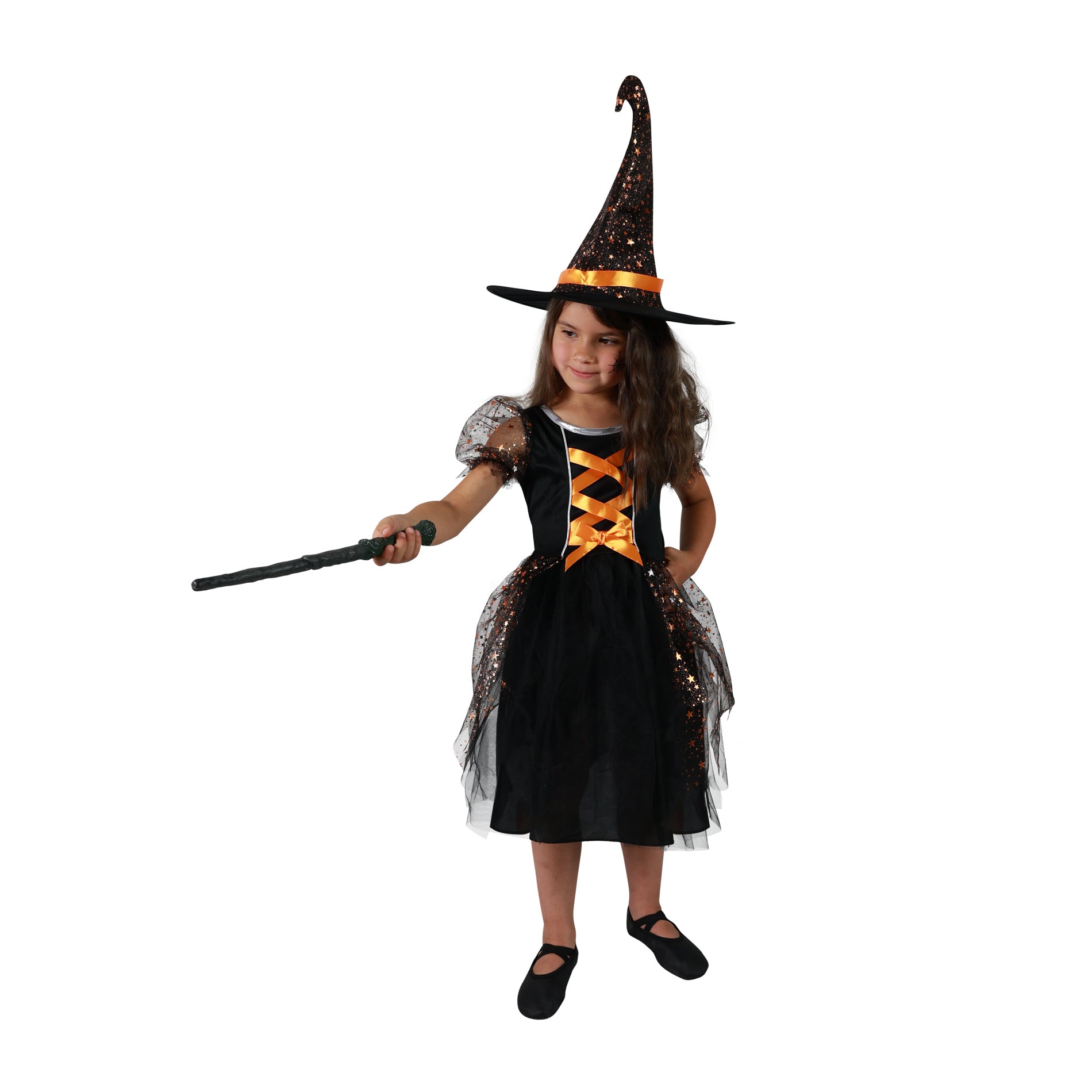 Children's witch costume with stars, size M