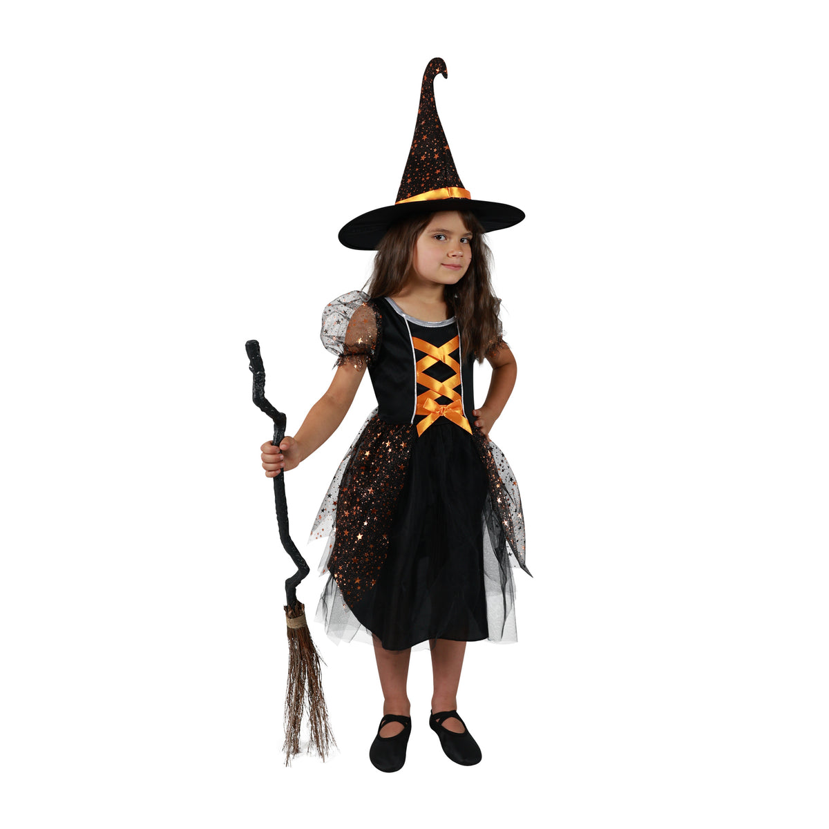 Children's witch costume with stars, size M