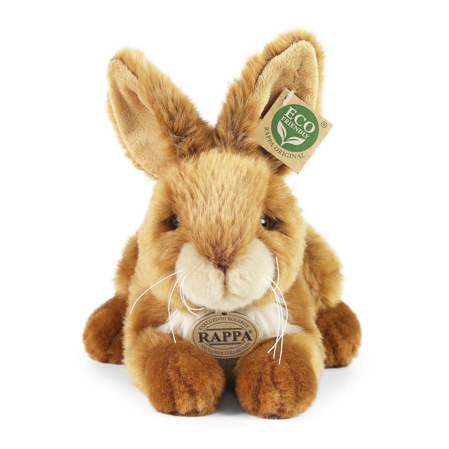 Plush brown-and-white rabbit 23 cm