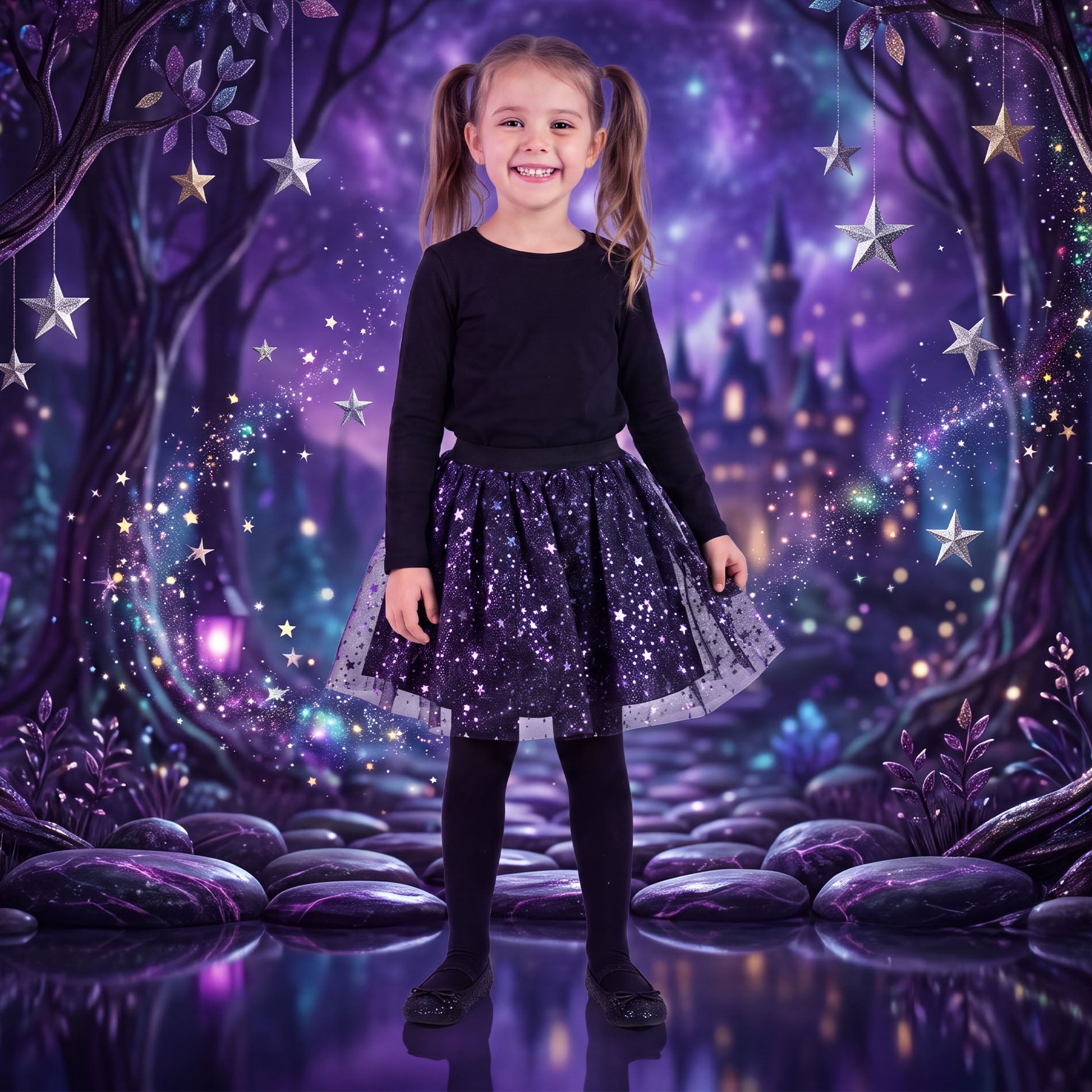 Witch tutu skirt with stars