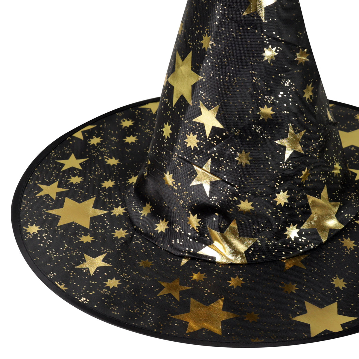 Children's black witch hat with gold stars