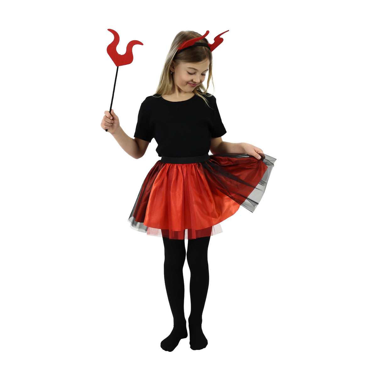 Girls' devil costume with tutu skirt and accessories