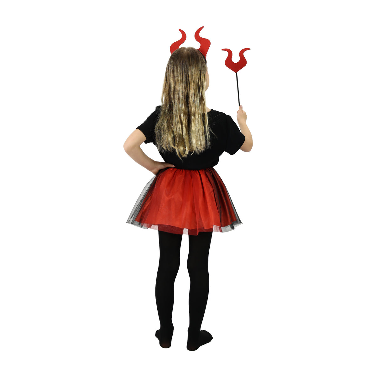 Girls' devil costume with tutu skirt and accessories