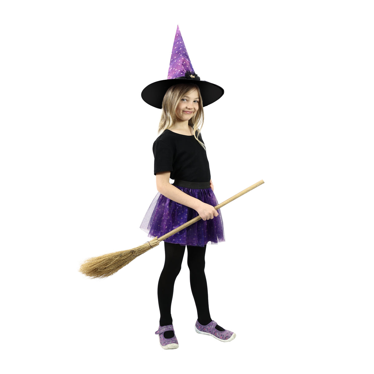 Girls' witch tutu costume with hat
