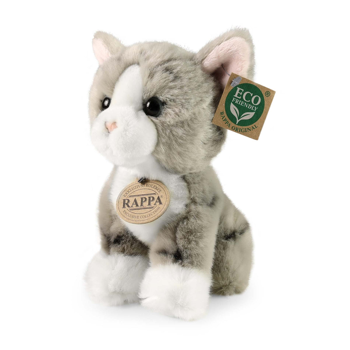 Eco-friendly plush grey cat 18 cm