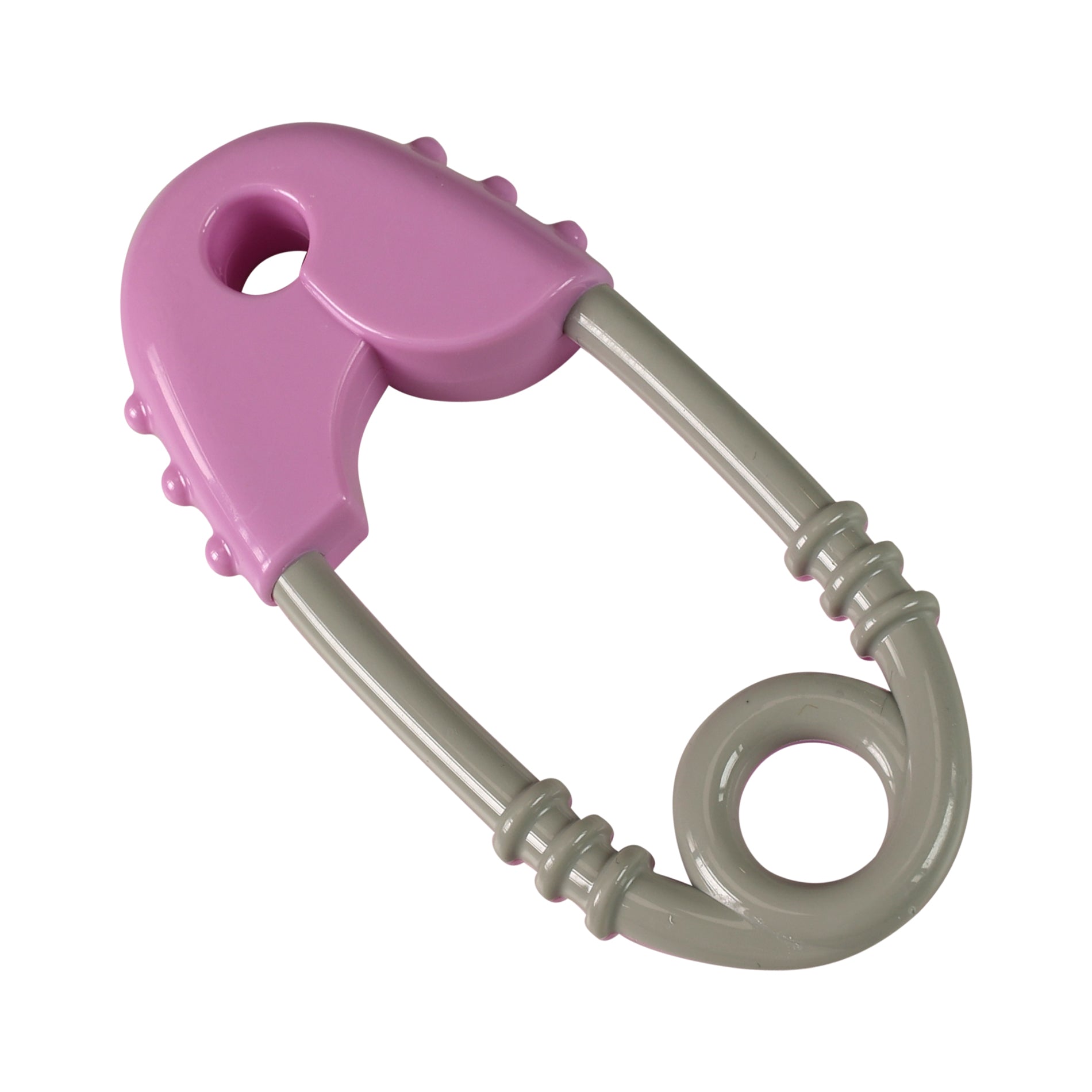 Pink and Grey Pin-Shaped Baby Rattle