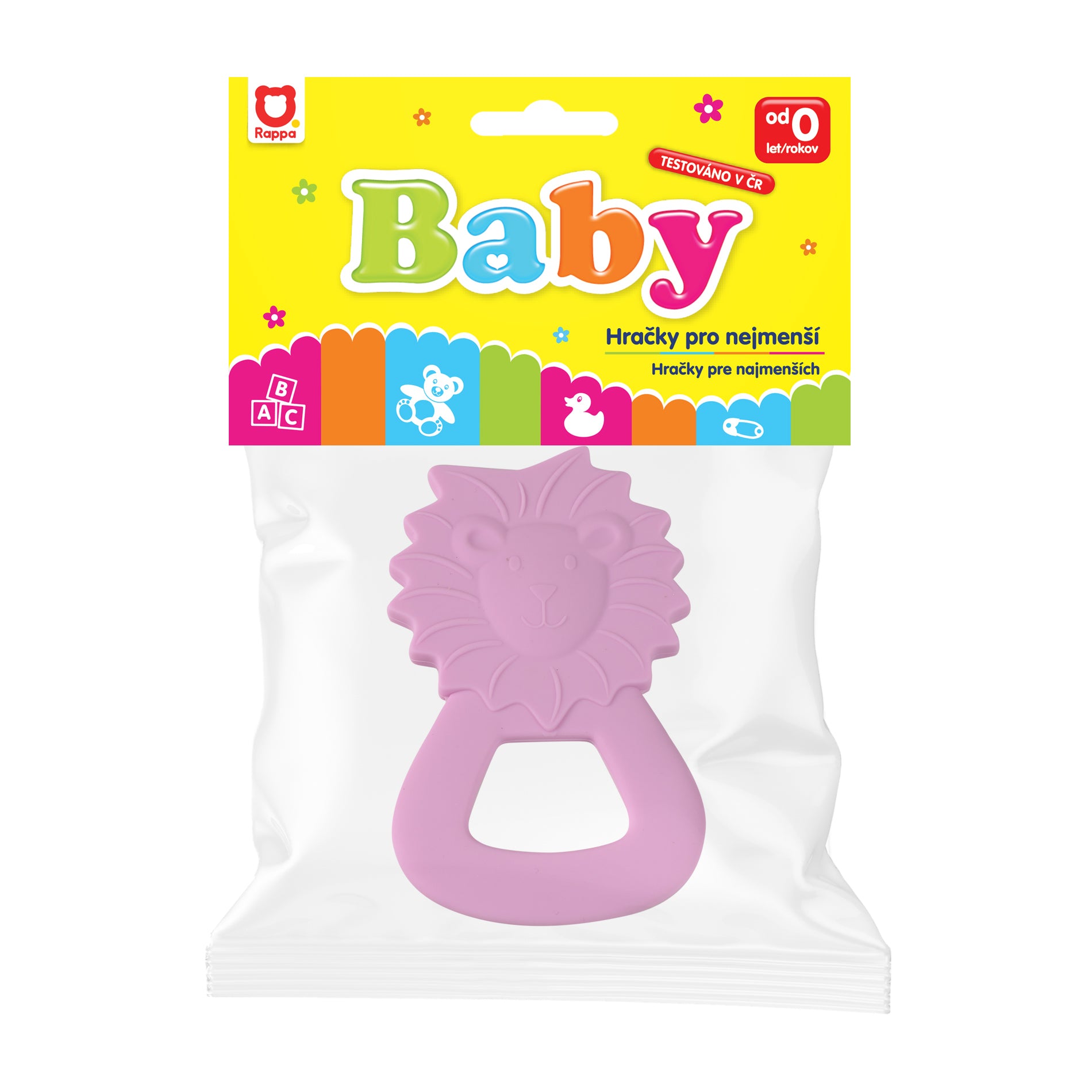 Silicone teether lion, pink