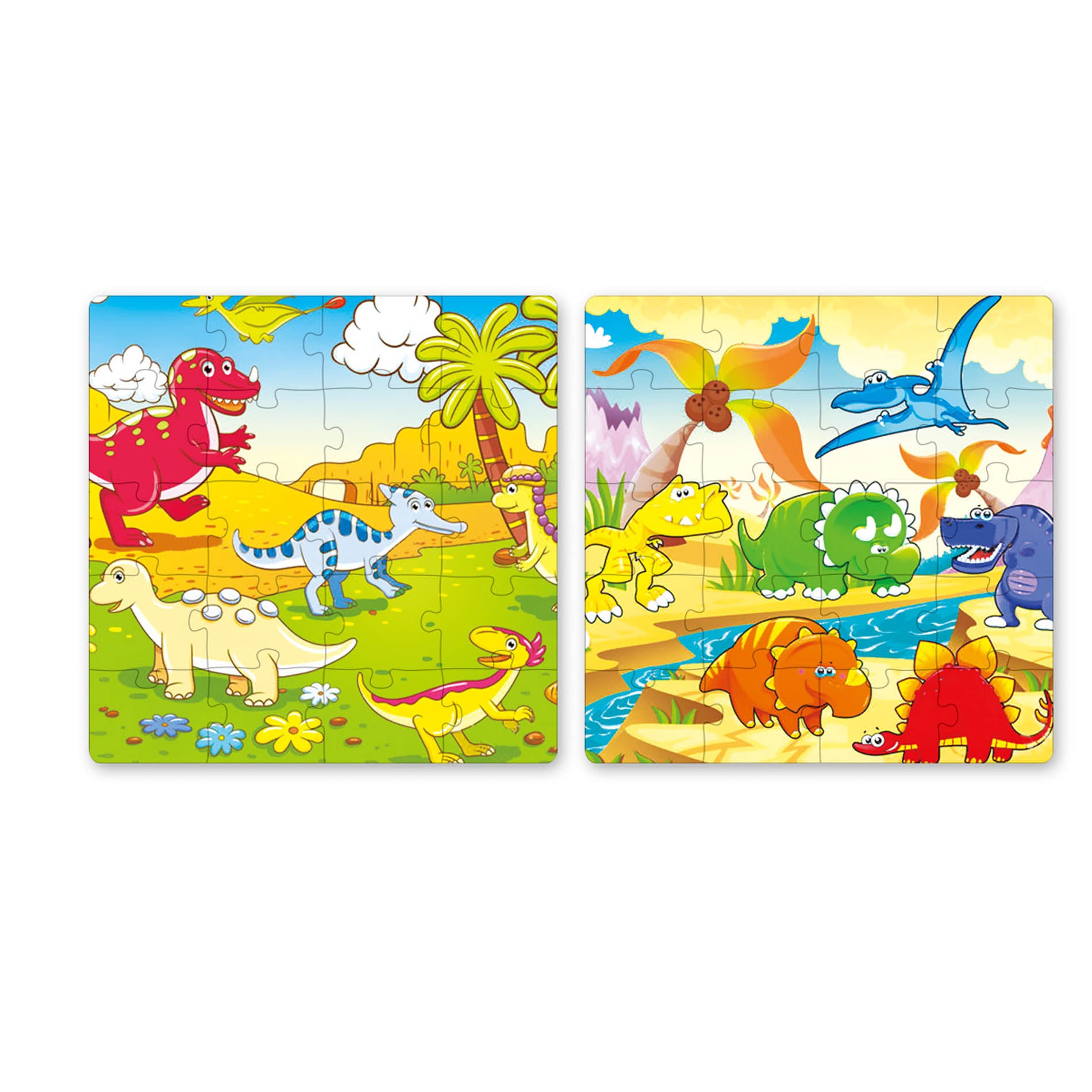 Magnetic puzzle dinosaurs, 2 x 20 pieces