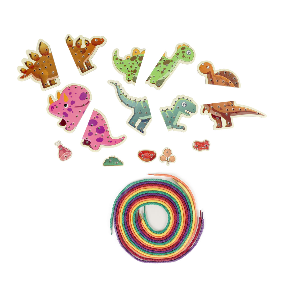 Dinosaur lacing cards