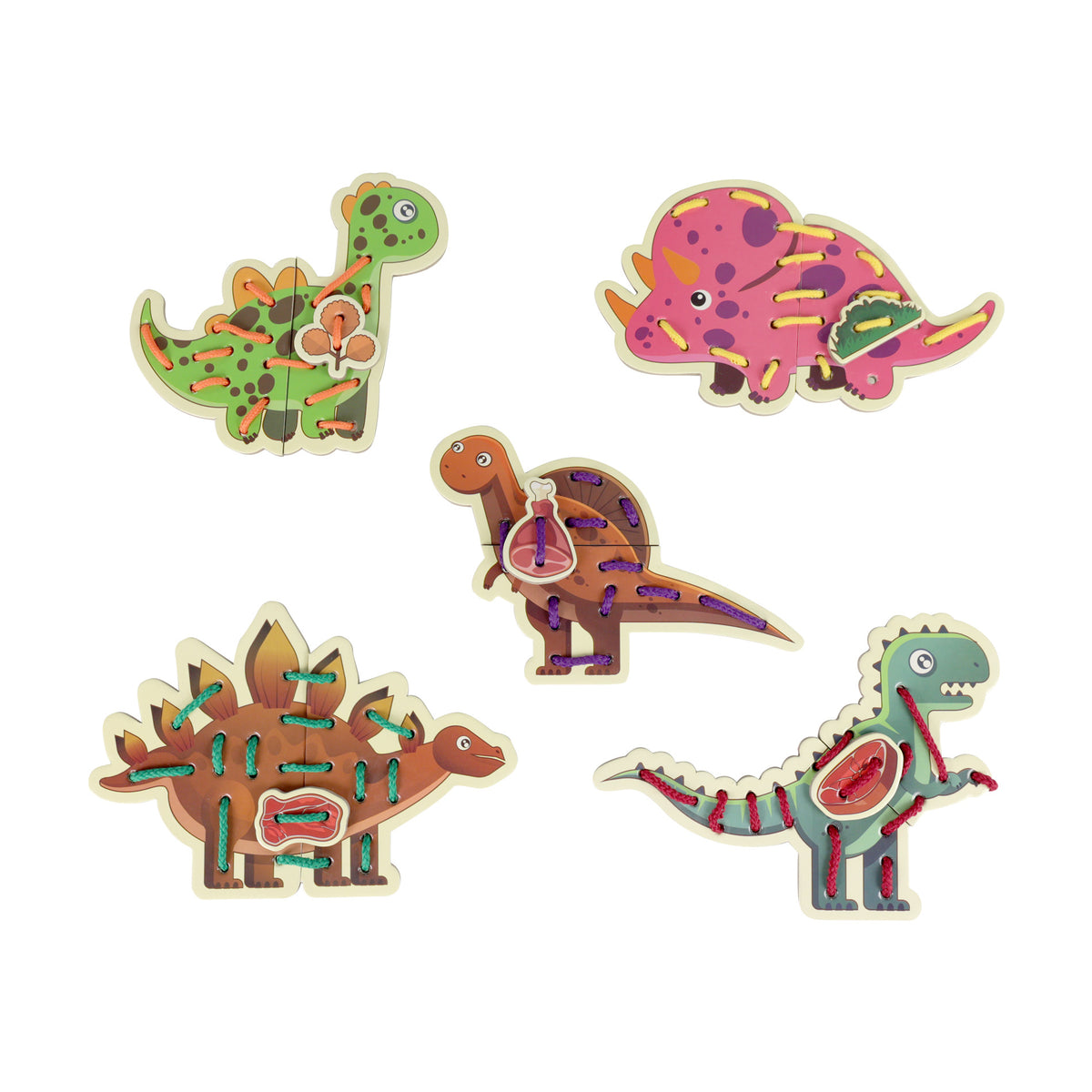 Dinosaur lacing cards