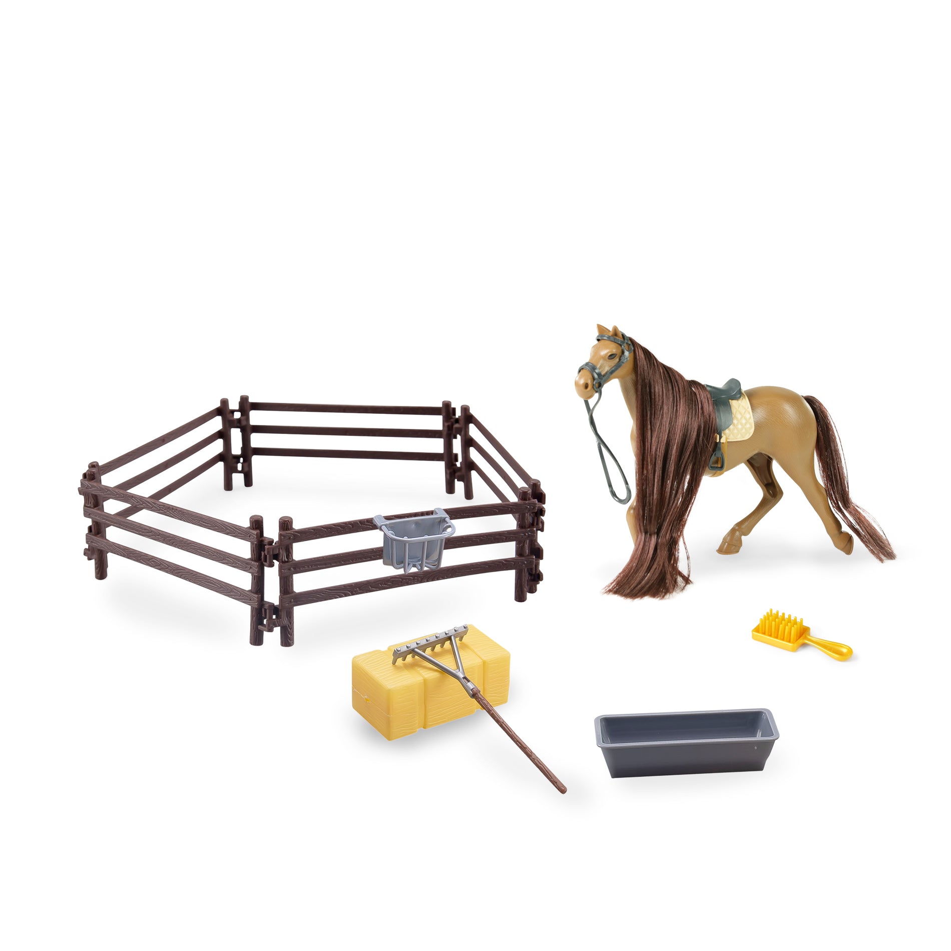 Horse figure brown with accessories 14 cm
