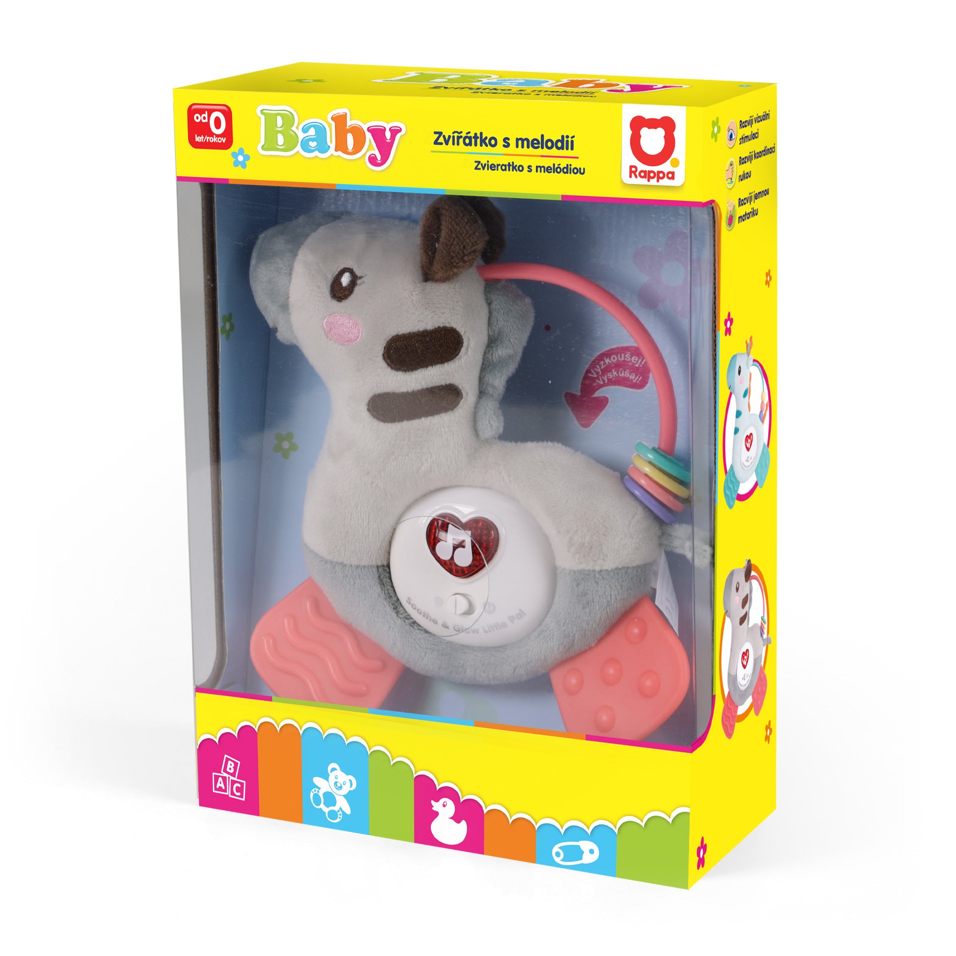Plush zebra teether with lights and sounds