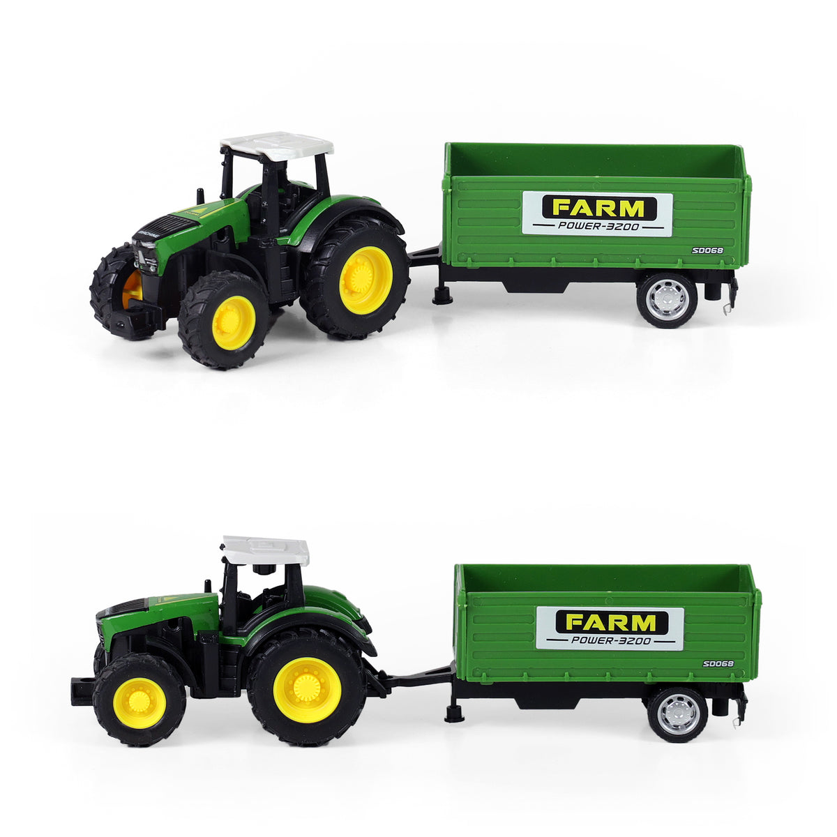 Metal tractor with trailer 18 cm
