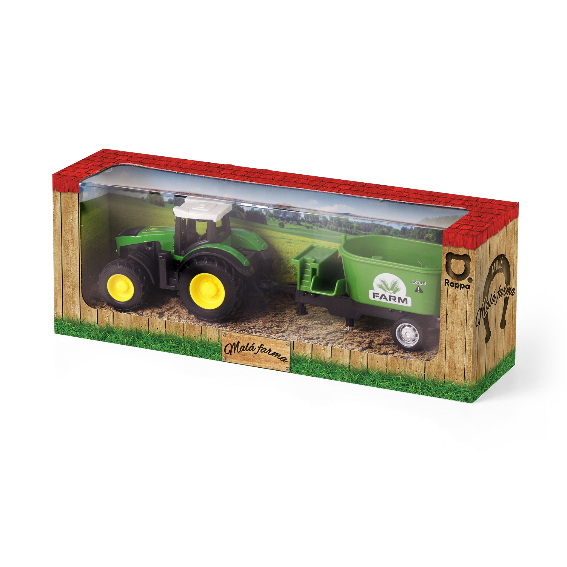 Metal tractor with trailer 18 cm
