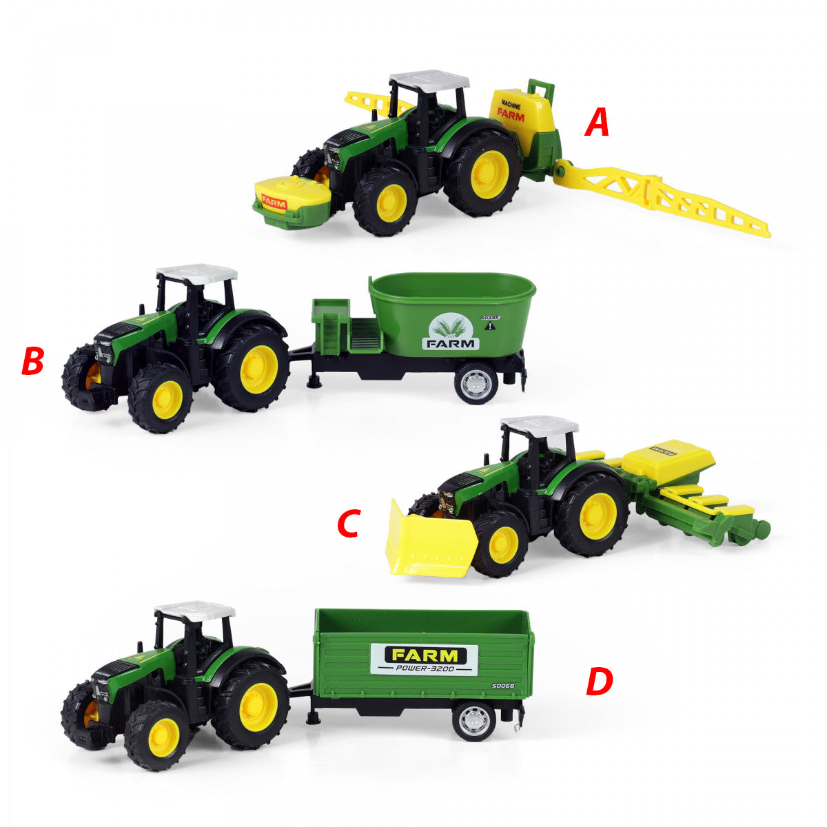 Metal tractor with trailer 18 cm