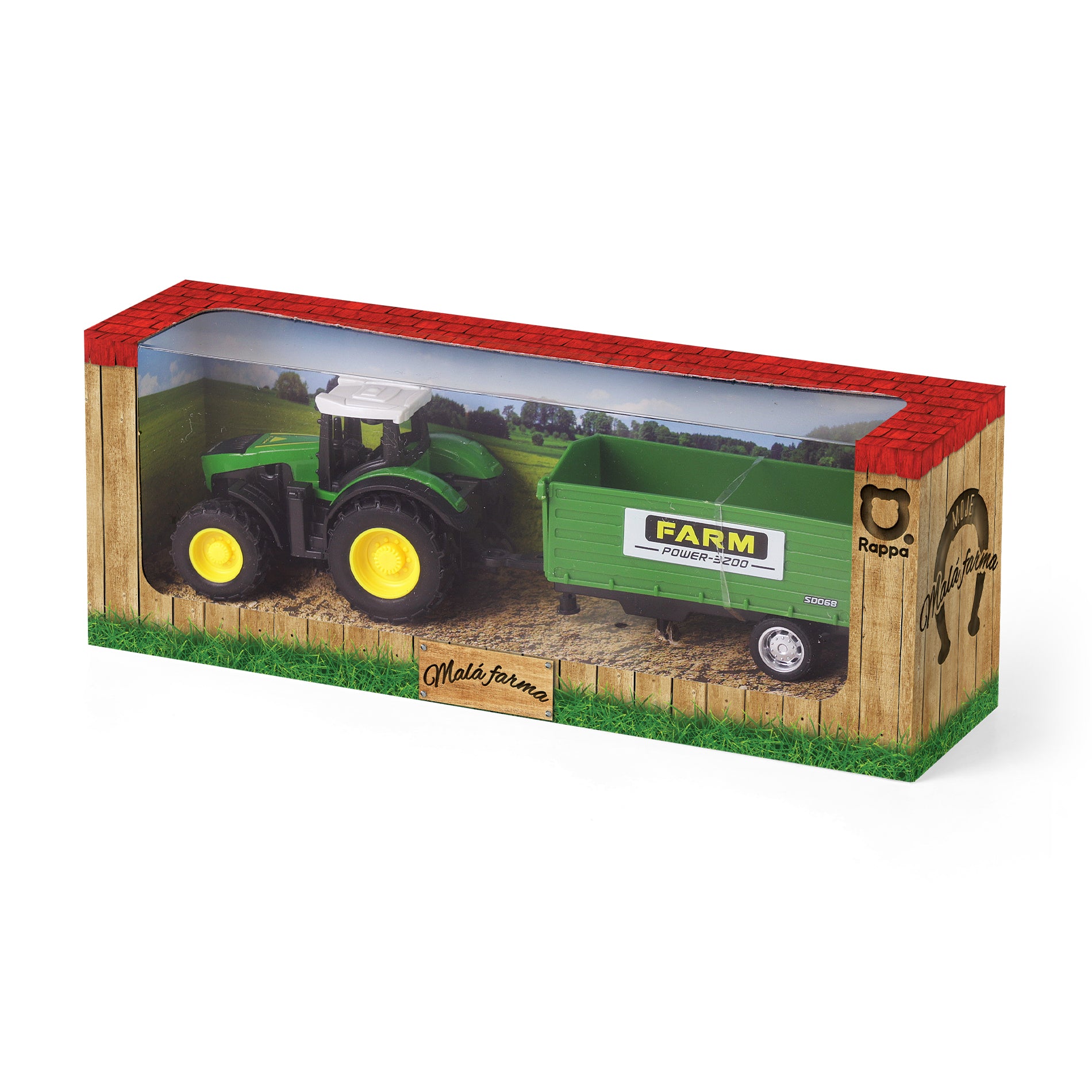 Metal tractor with trailer 18 cm