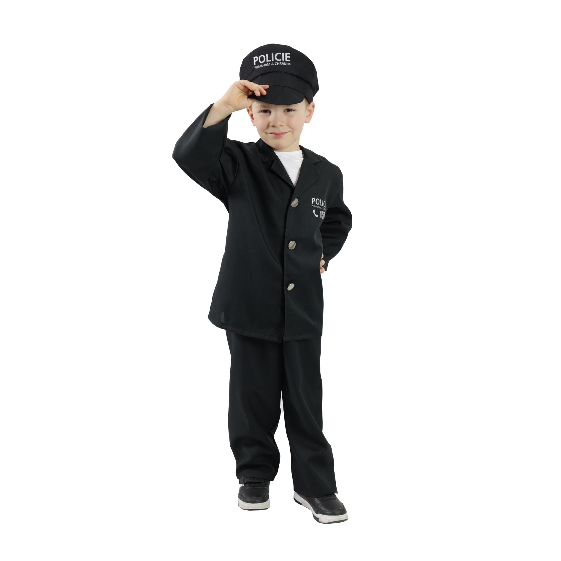 Children's police officer costume with cap (S)