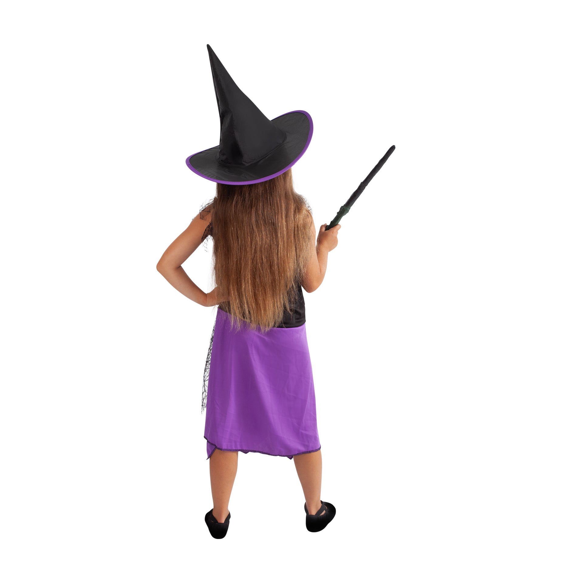 Children's witch costume in purple with hat, size S