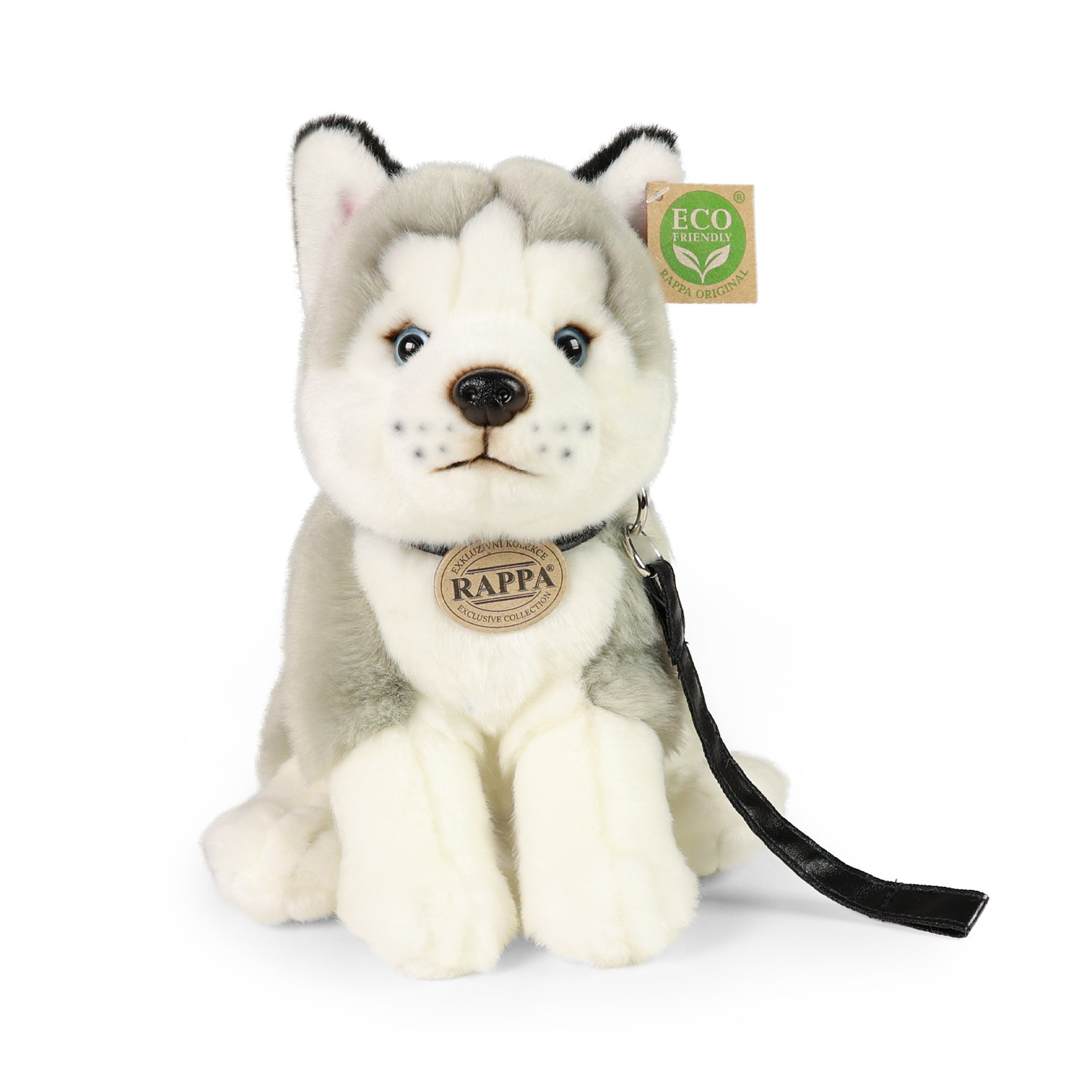 Plush Husky Dog with Leash 28 cm