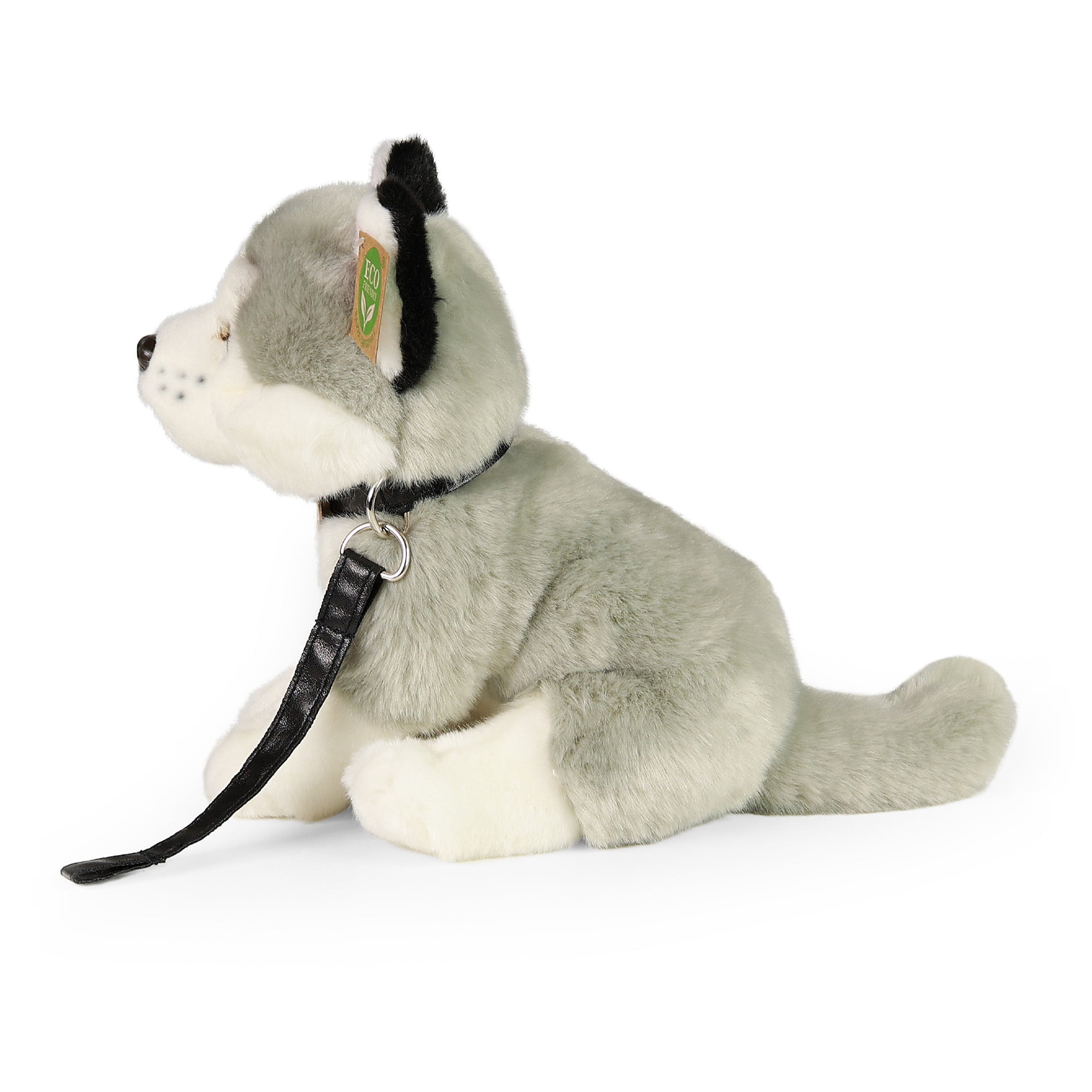 Plush Husky Dog with Leash 28 cm