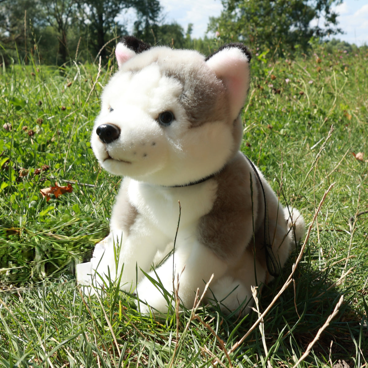 Plush Husky Dog with Leash 28 cm