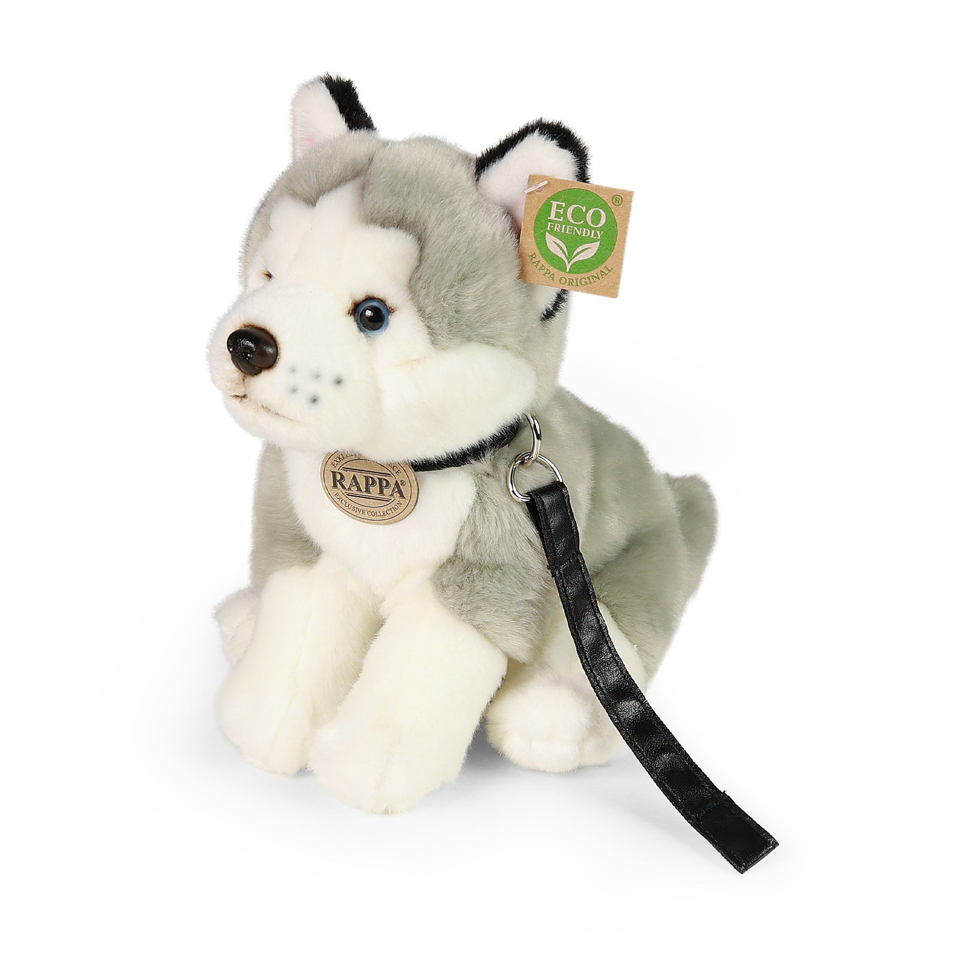 Plush Husky Dog with Leash 28 cm