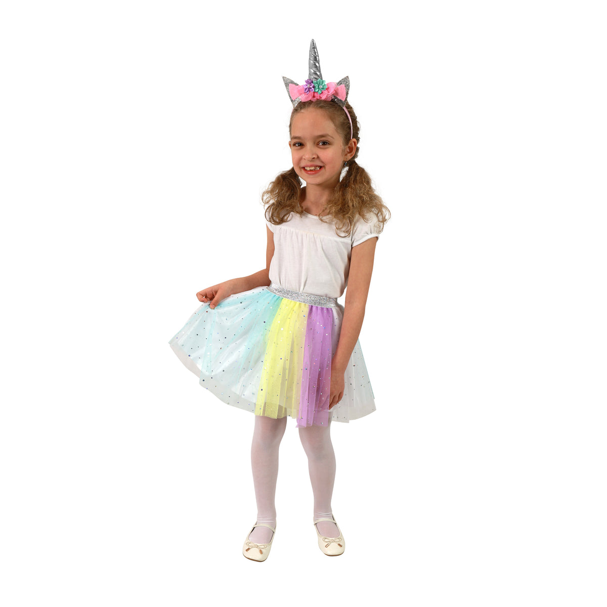 Children's rainbow tutu skirt with unicorn headband