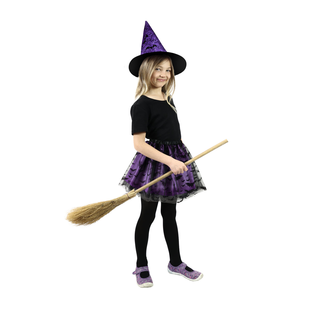 Children's witch bat costume with tutu skirt and hat