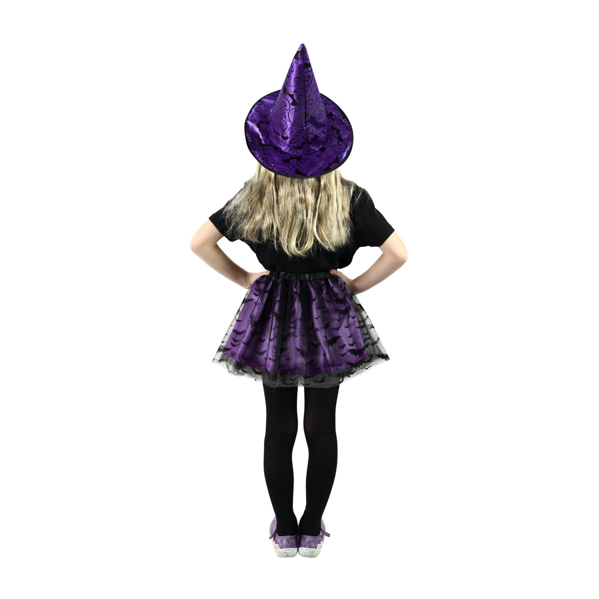Children's witch bat costume with tutu skirt and hat