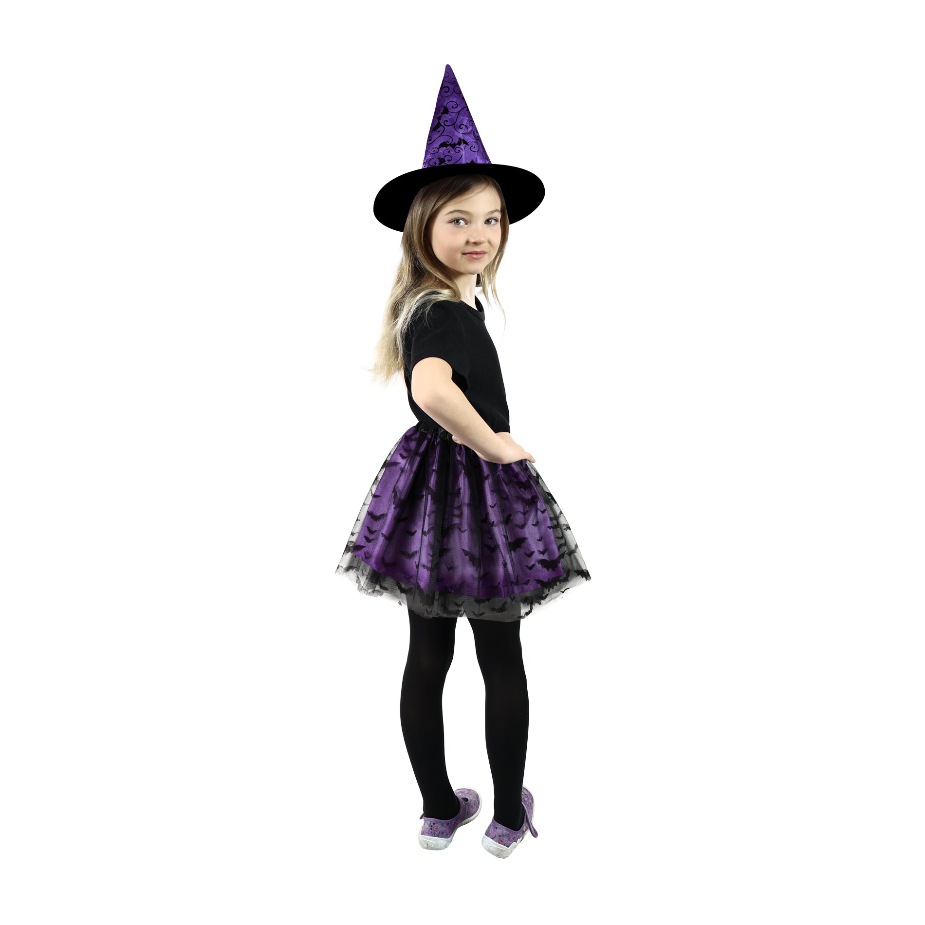 Children's witch bat costume with tutu skirt and hat