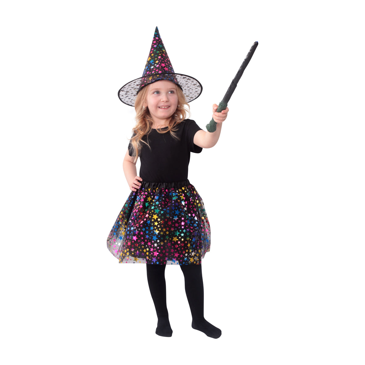 Children's witch costume with star tutu skirt and hat