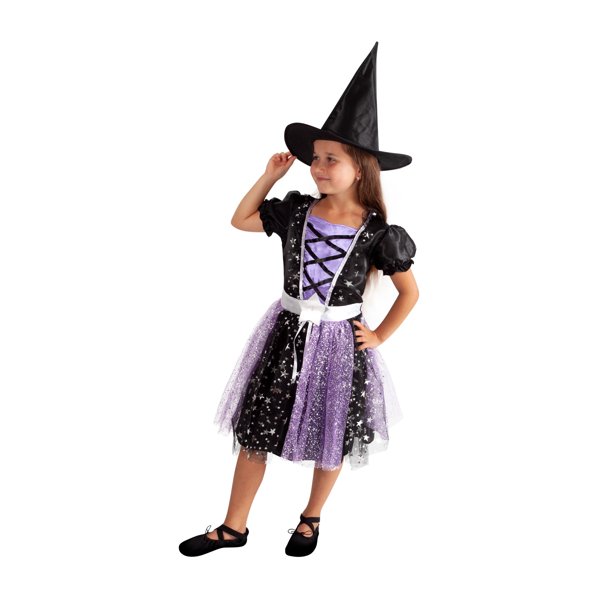 Children's witch costume black and purple, size S