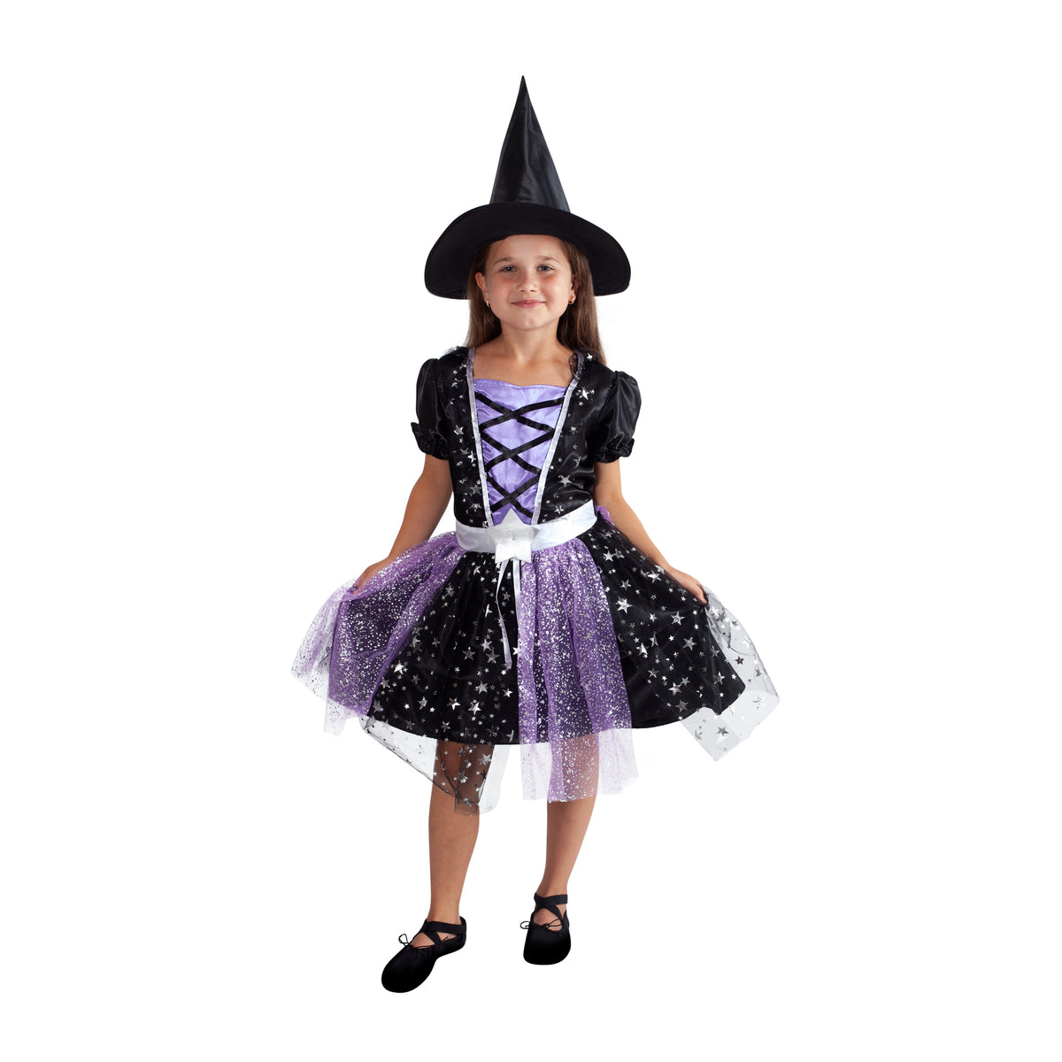 Children's witch costume black and purple, size S