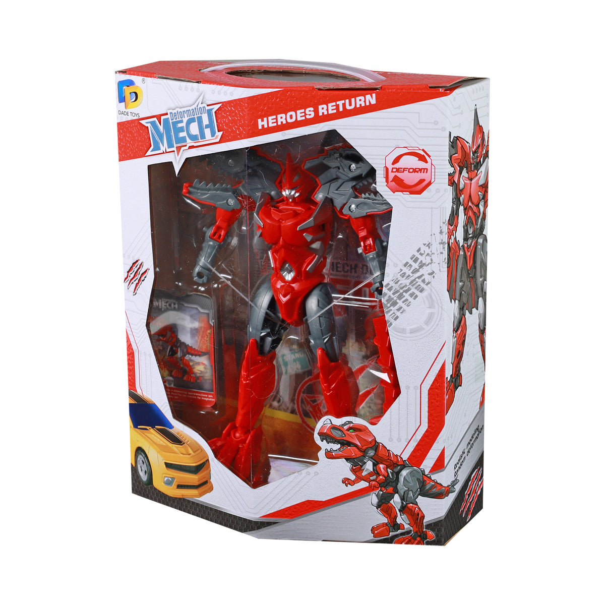 Transforming red robot dinosaur