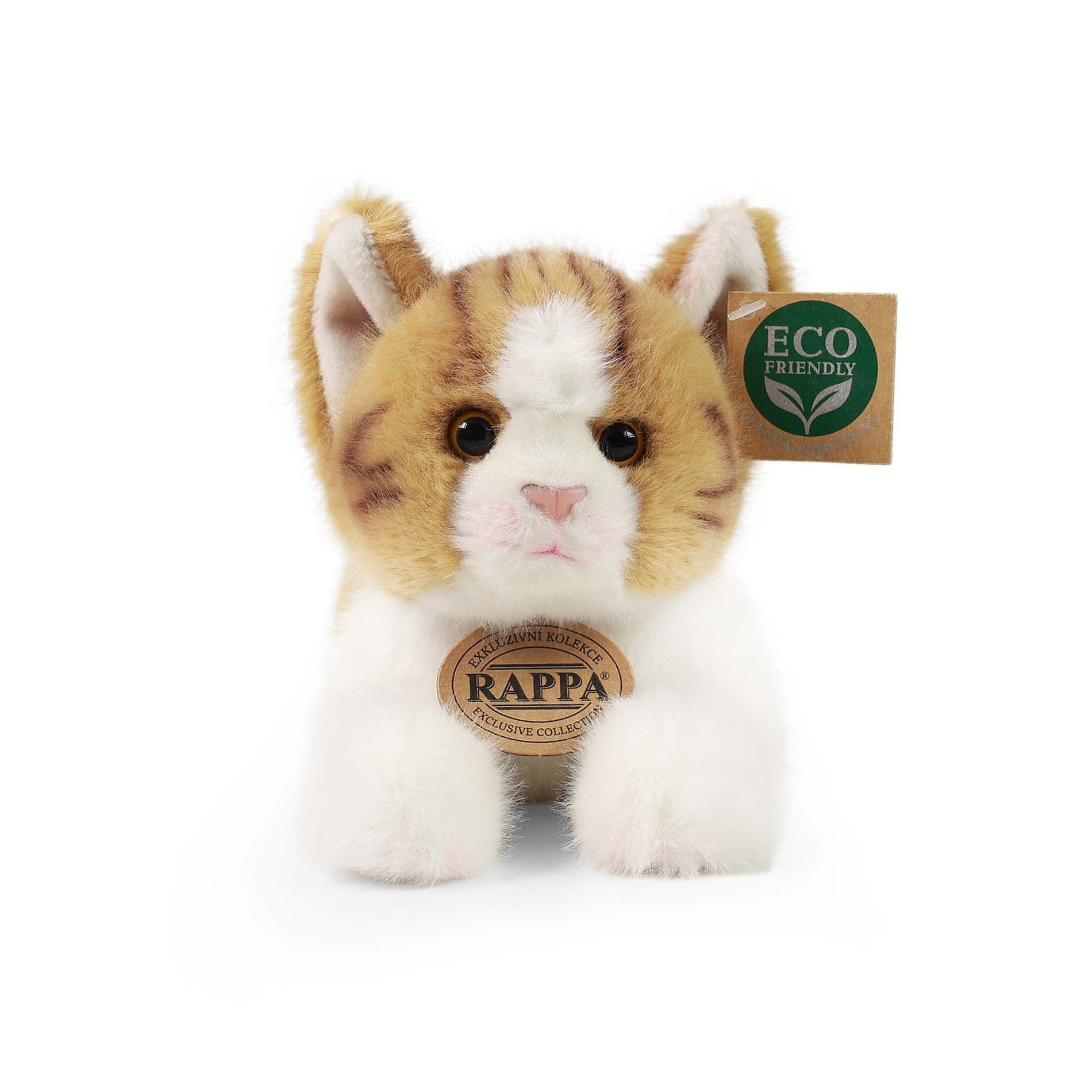 Plush brown-and-white cat 25 cm